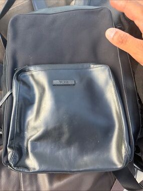 Tumi Black Leather-Front Men's Crossbody Backpack